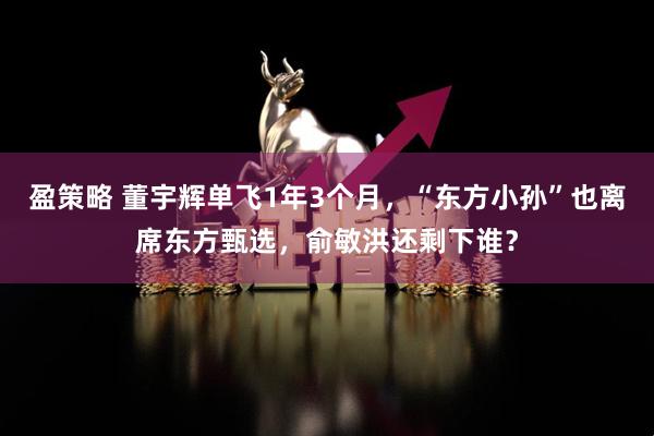 盈策略 董宇辉单飞1年3个月，“东方小孙”也离席东方甄选，俞敏洪还剩下谁？