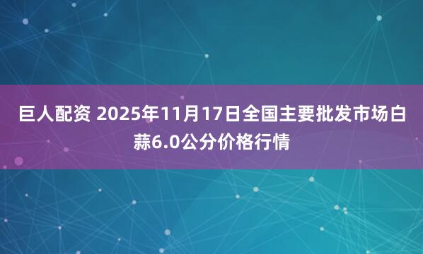 巨人配资 2025年11月17日全国主要批发市场白蒜6.0公分价格行情